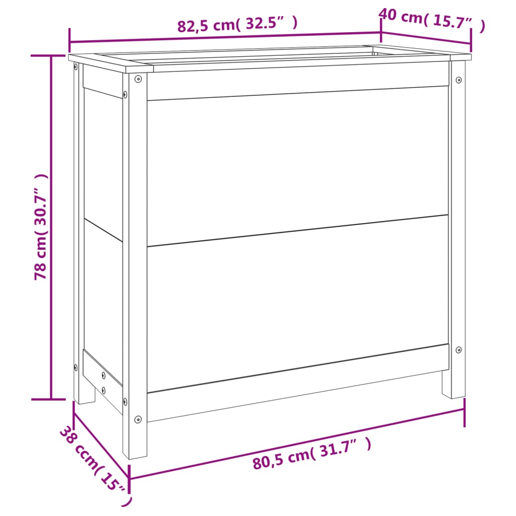 Garden Planter White 82.5x40x78 cm Solid Wood Pine