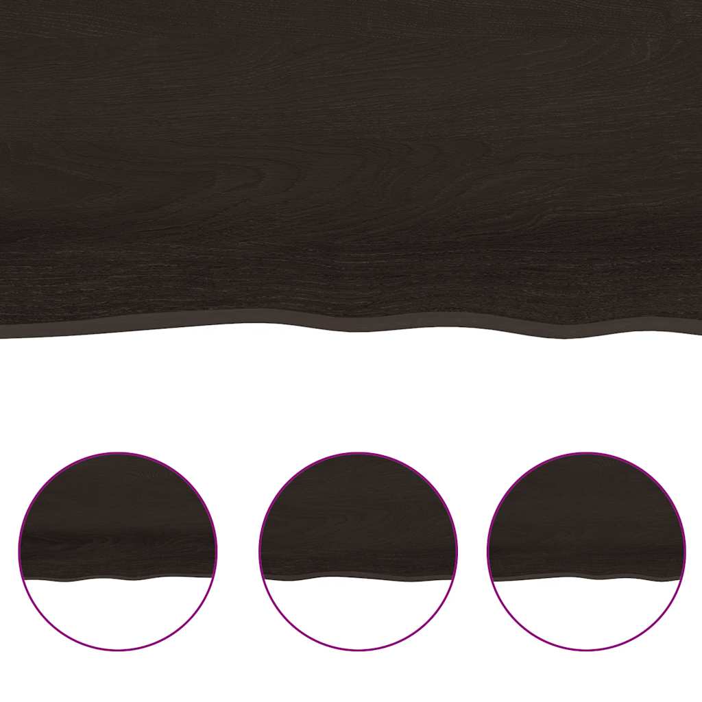 Table Top Dark Brown 180x40x(2-6) cm Treated Solid Wood Live Edge