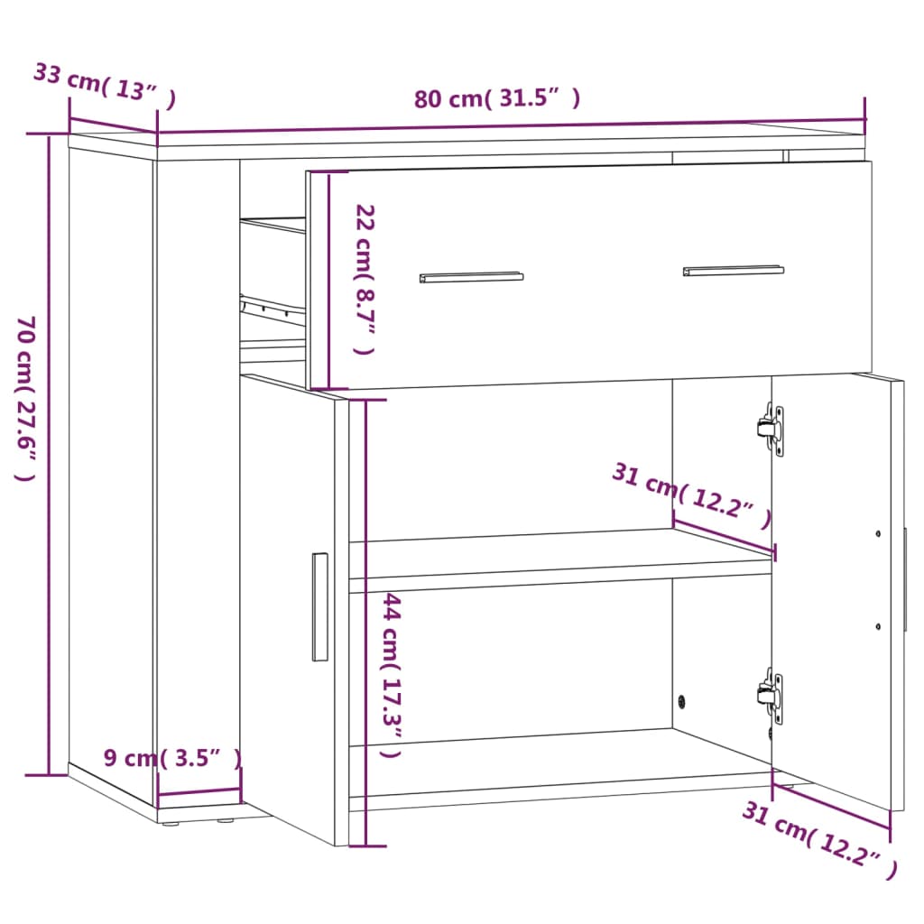 Highboard Sonoma Oak Engineered Wood