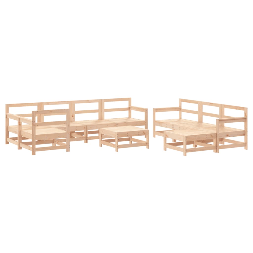 10 Piece Garden Lounge Set Solid Wood Pine