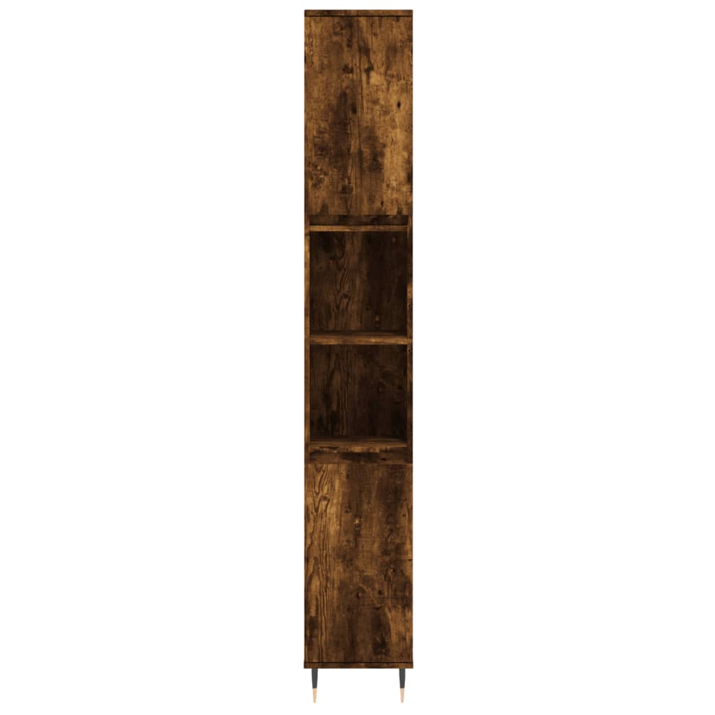 Bathroom Cabinet Smoked Oak 30x30x190 cm Engineered Wood