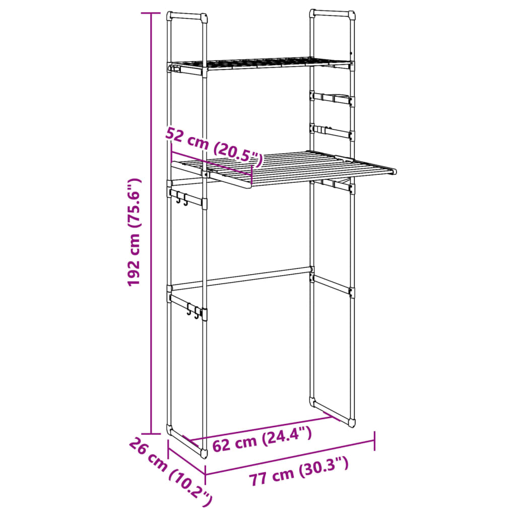 Washing Machine Shelf 77x52x192 cm Aluminium