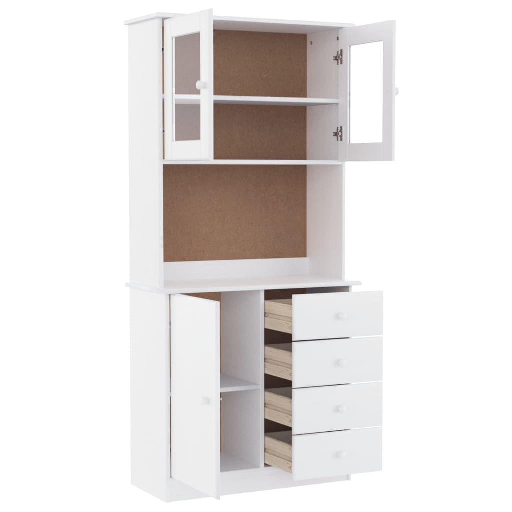 Highboard ALTA White 77x35x165 cm Solid Wood Pine