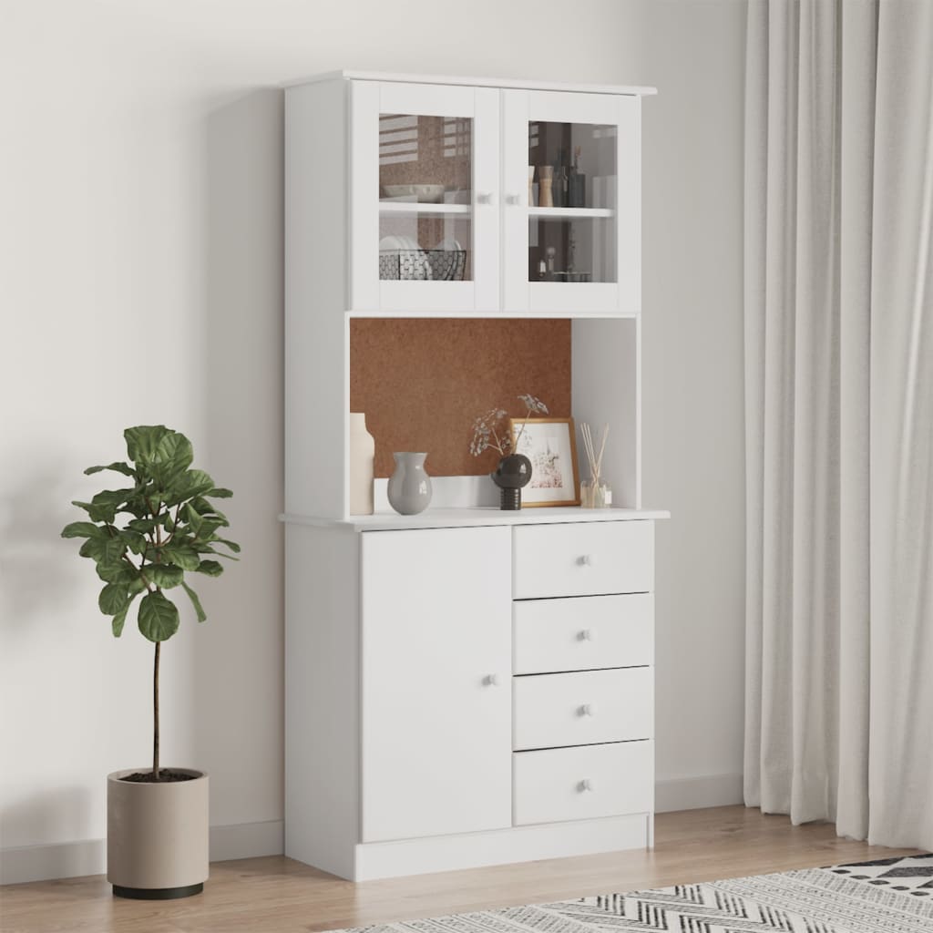 Highboard ALTA White 77x35x165 cm Solid Wood Pine