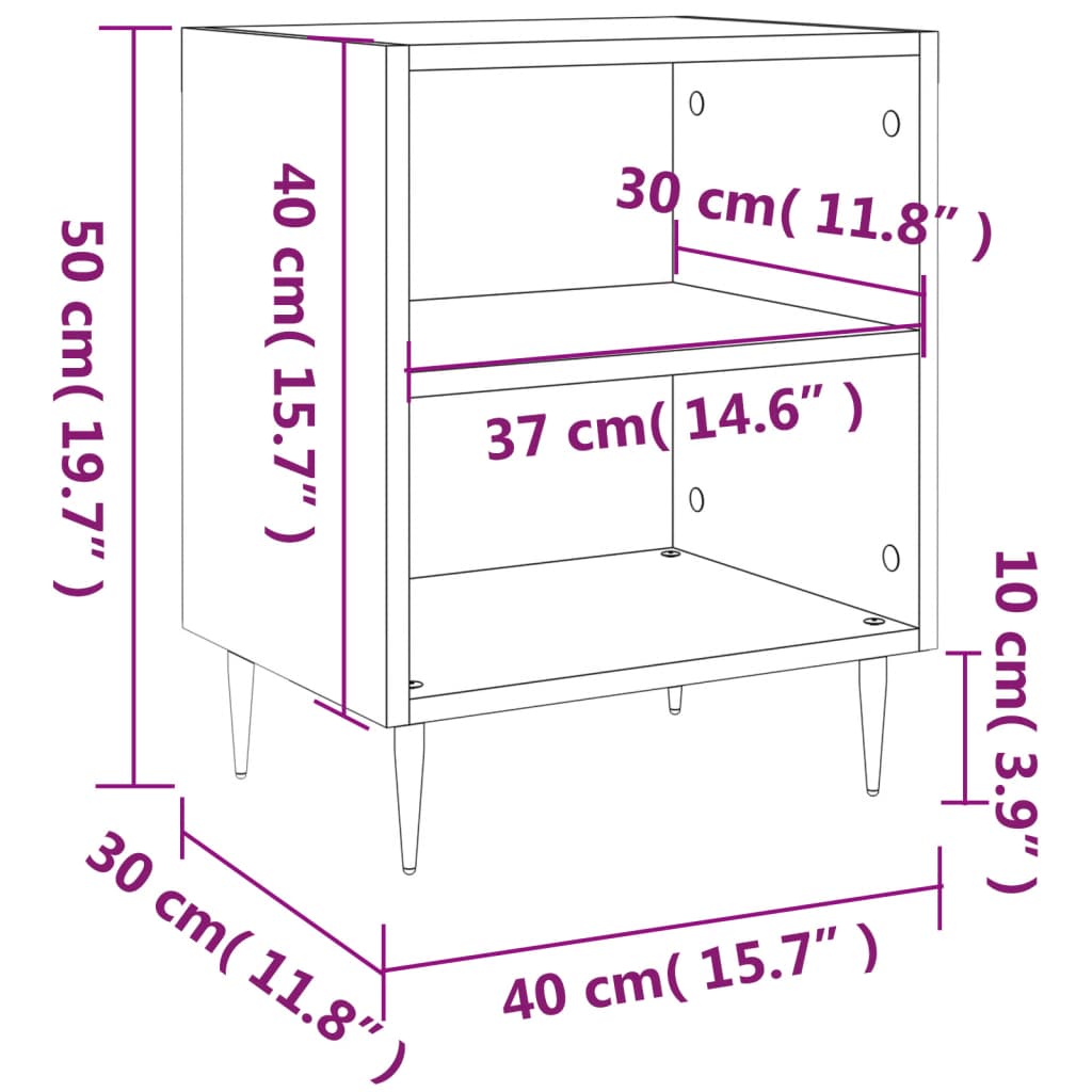 Bedside Cabinets 2 pcs Grey Sonoma 40x30x50 cm Engineered Wood