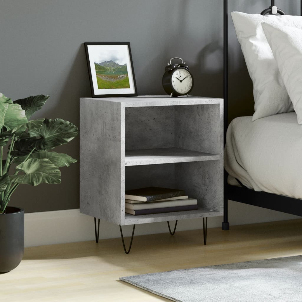 Bedside Cabinet Concrete Grey 40x30x50 cm Engineered Wood
