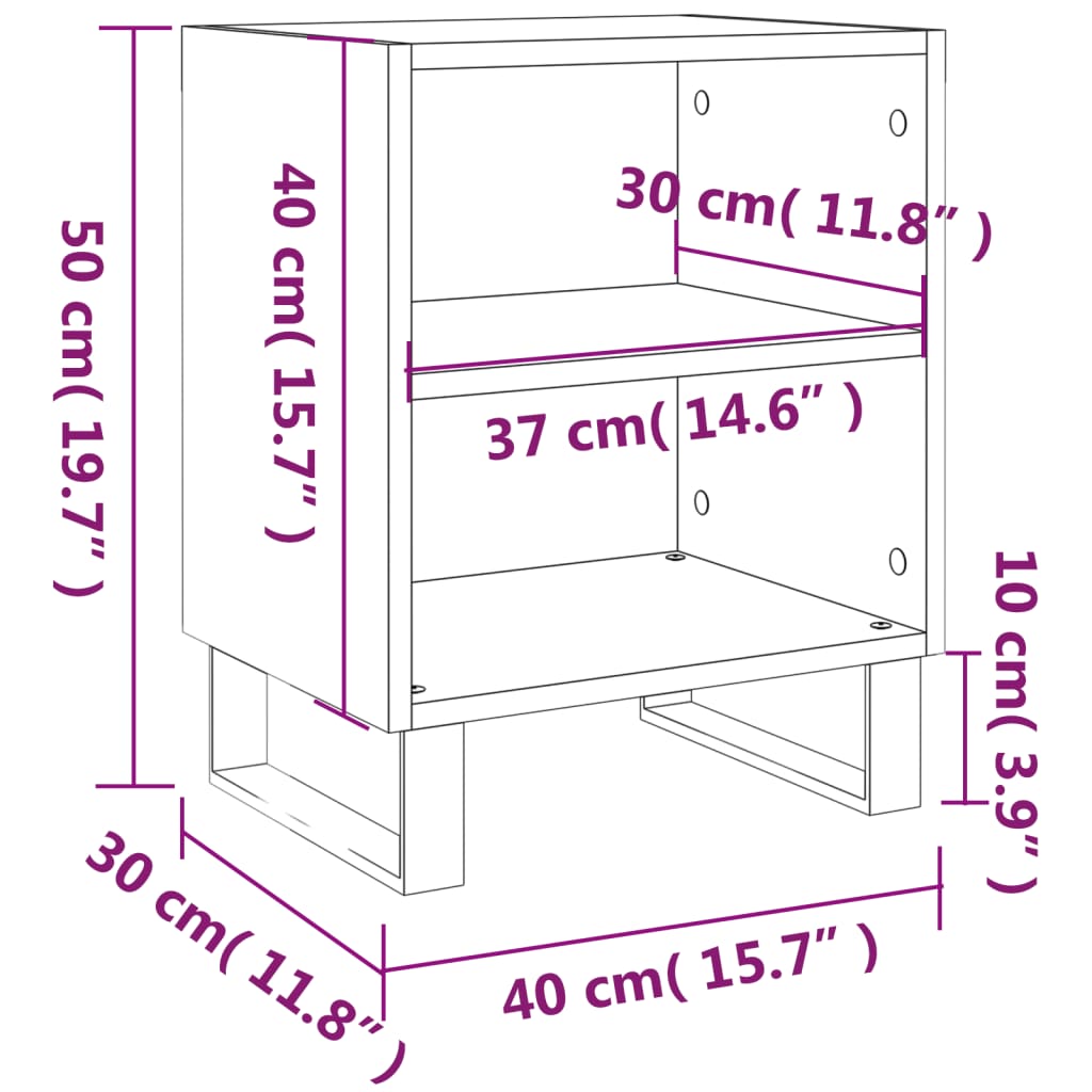 Bedside Cabinet Black 40x30x50 cm Engineered Wood