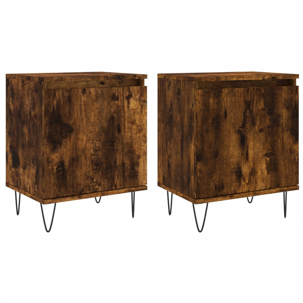 Bedside Cabinets 2 pcs Smoked Oak 40x30x50 cm Engineered Wood