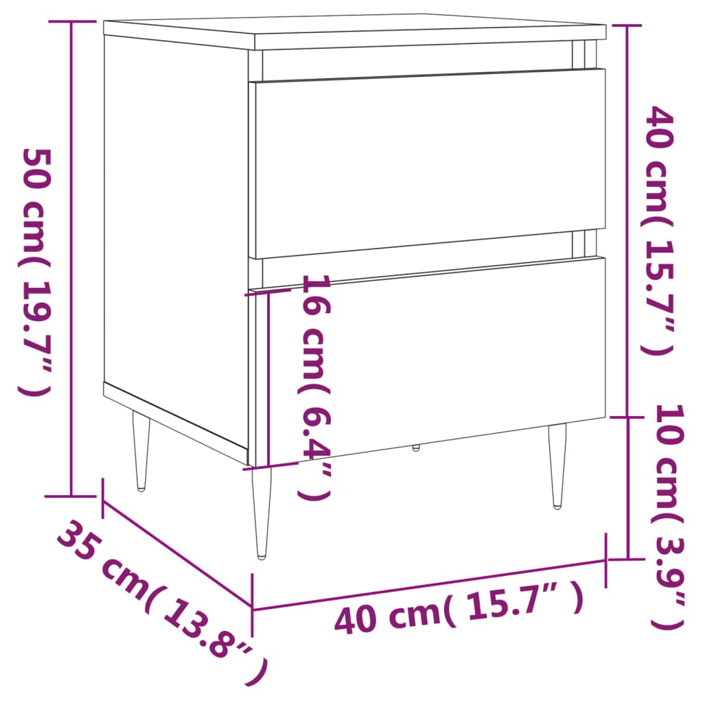 Bedside Cabinets 2 pcs Sonoma Oak 40x35x50 cm Engineered Wood
