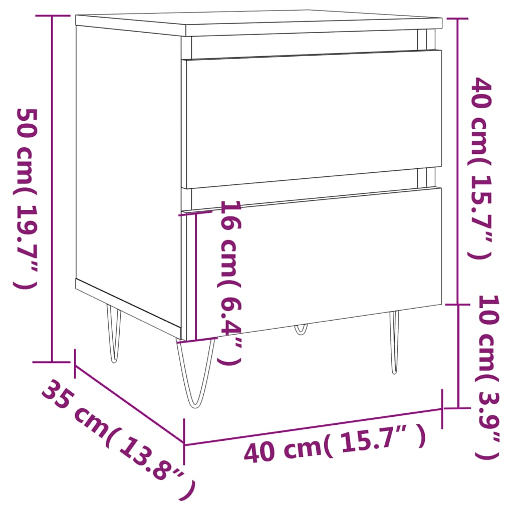 Bedside Cabinets 2 pcs Smoked Oak 40x35x50 cm Engineered Wood