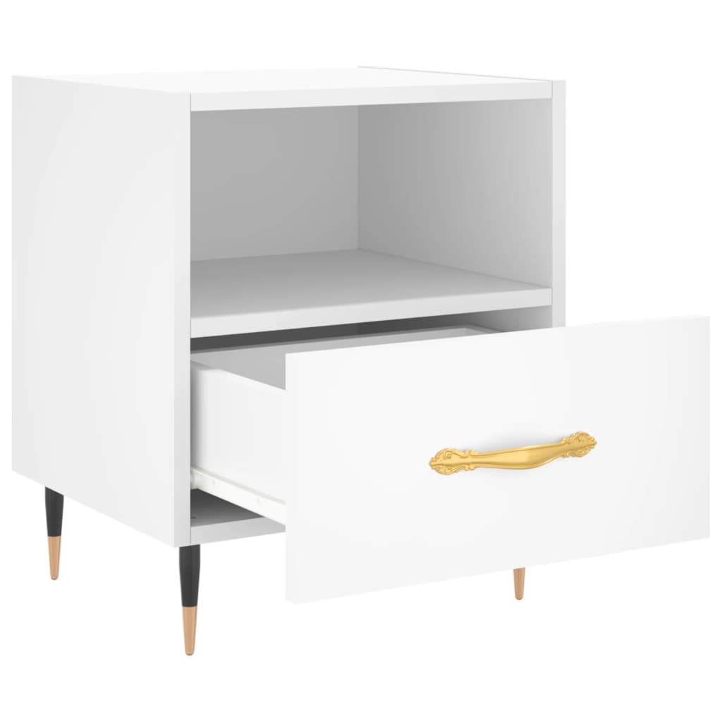 Bedside Cabinet White 40x35x47.5 cm Engineered Wood