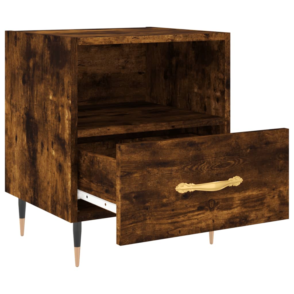 Bedside Cabinet Smoked Oak 40x35x47.5 cm Engineered Wood