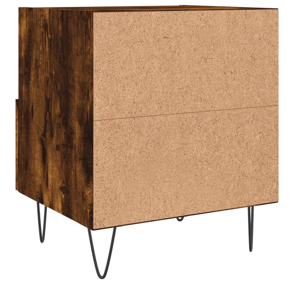 Bedside Cabinet Smoked Oak 40x35x47.5 cm Engineered Wood