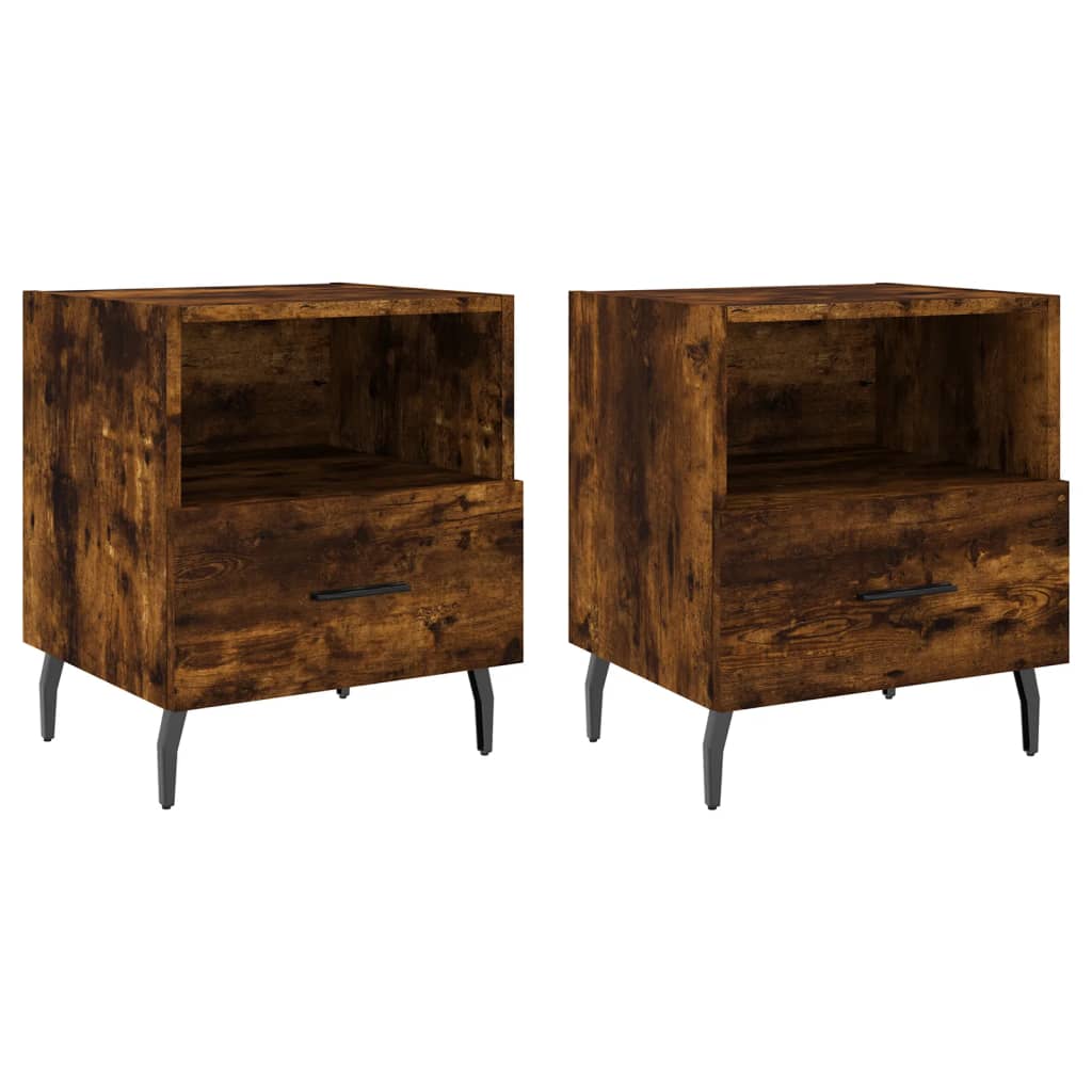 Bedside Cabinets 2 pcs Smoked Oak 40x35x47.5 cm Engineered Wood