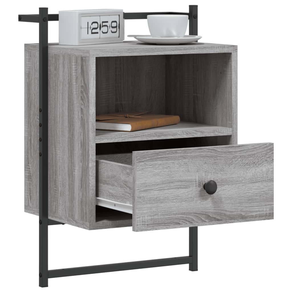 Bedside Cabinet Wall-mounted Grey Sonoma 40x30x61 cm Engineered Wood