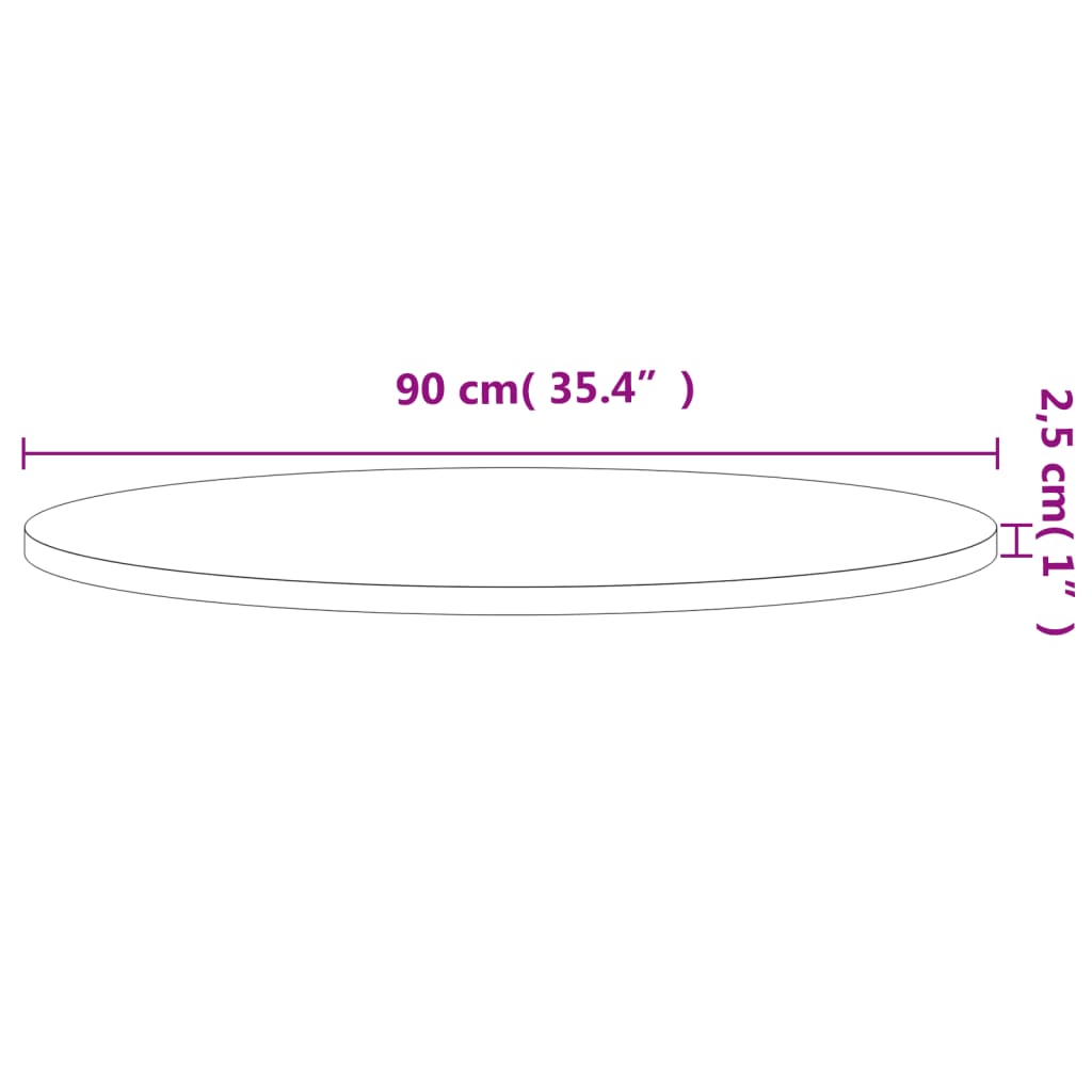 Table Top Ø90x2.5 cm Round Solid Wood Beech