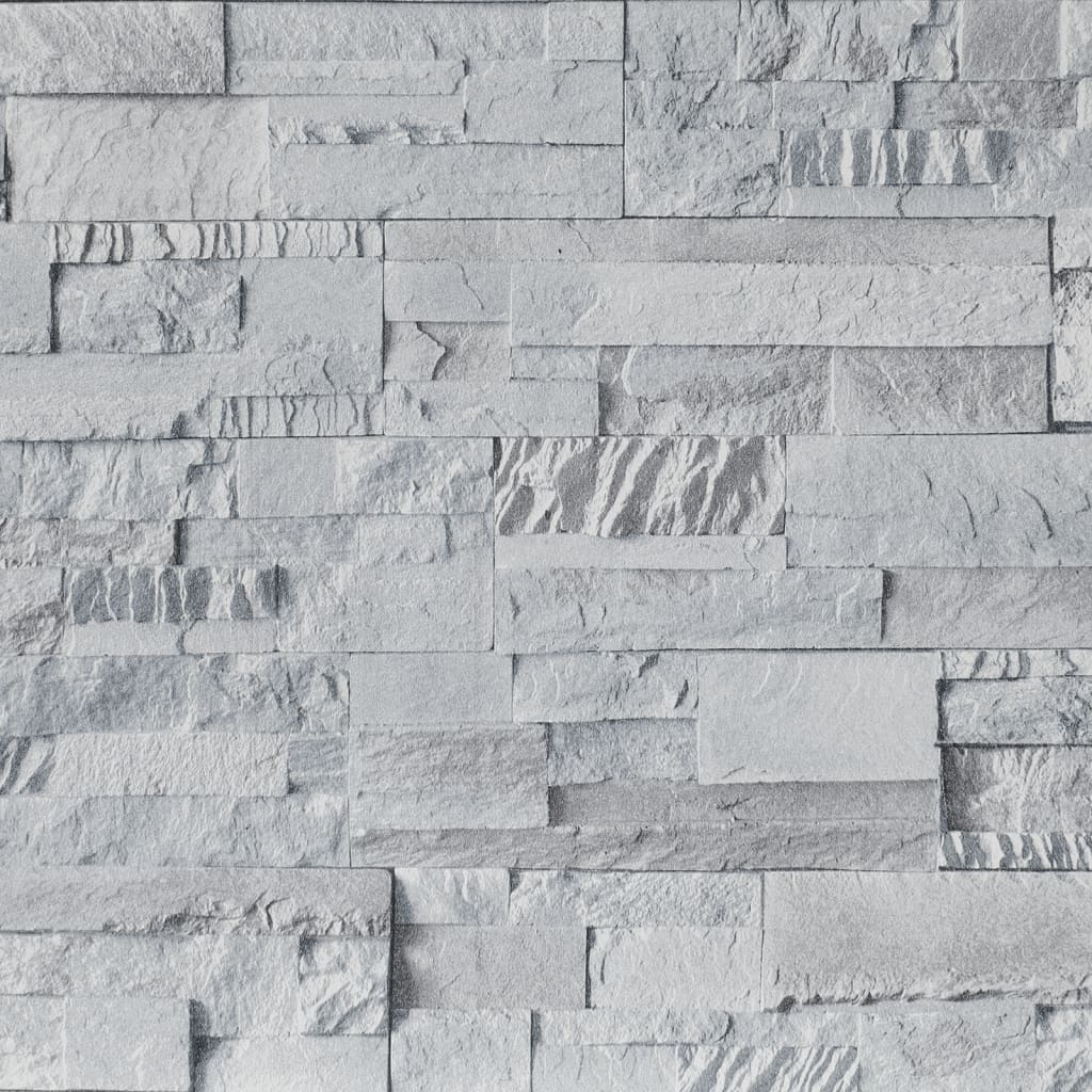 Wallpaper 3D Stone Look Light Grey 10x0.53 m Non-woven