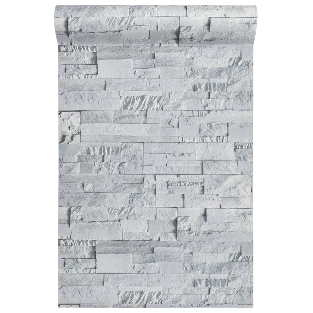 Wallpaper 3D Stone Look Light Grey 10x0.53 m Non-woven