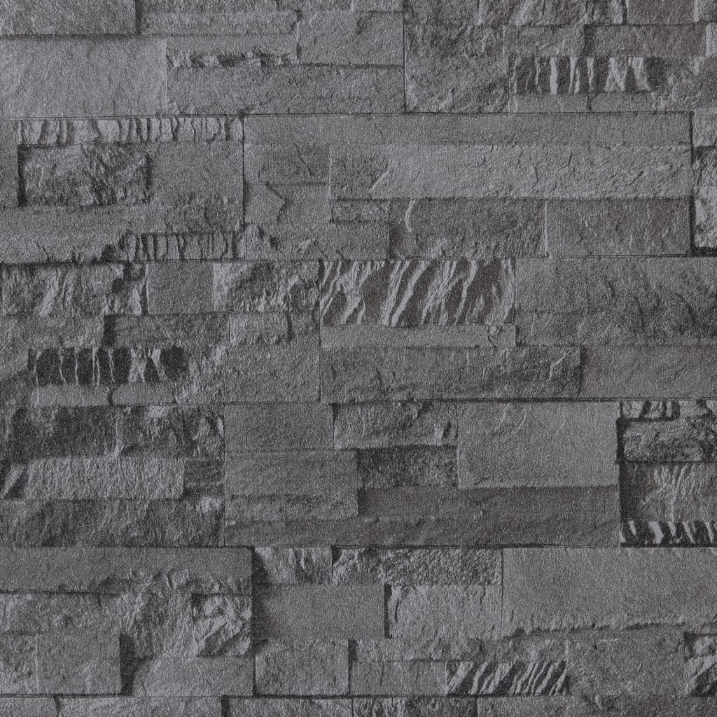 Wallpaper 3D Stone Look Black 10x0.53 m Non-woven