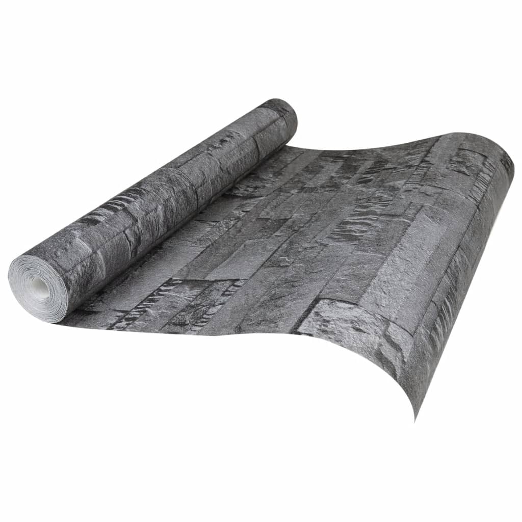 Wallpaper 3D Stone Look Black 10x0.53 m Non-woven