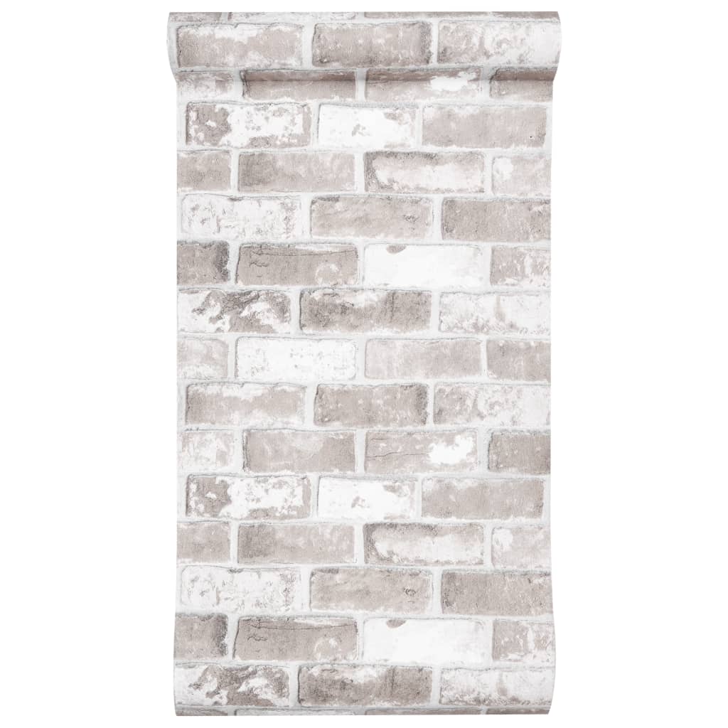 Wallpaper 3D Brick Pattern Grey 10x0.53 m Non-woven