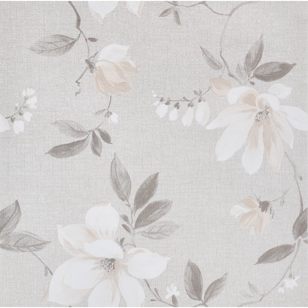 Wallpaper 3D Flower Pattern Grey 10x0.53 m Non-woven