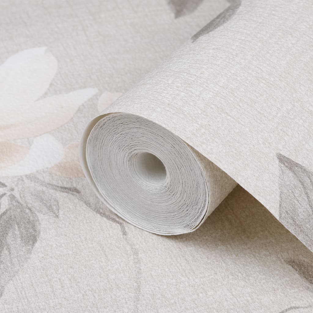 Wallpaper 3D Flower Pattern Grey 10x0.53 m Non-woven