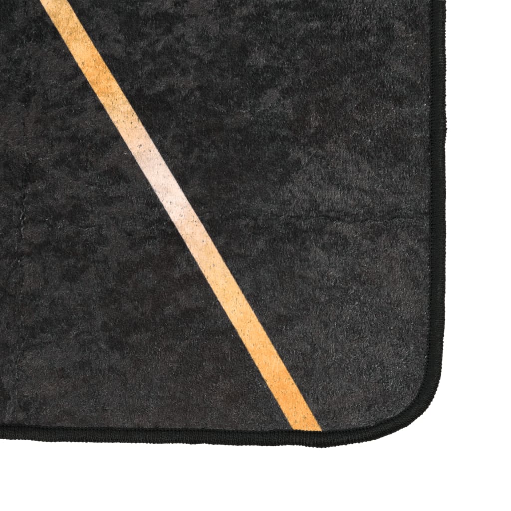 Rug Washable Black and Gold 80x300 cm Anti Slip