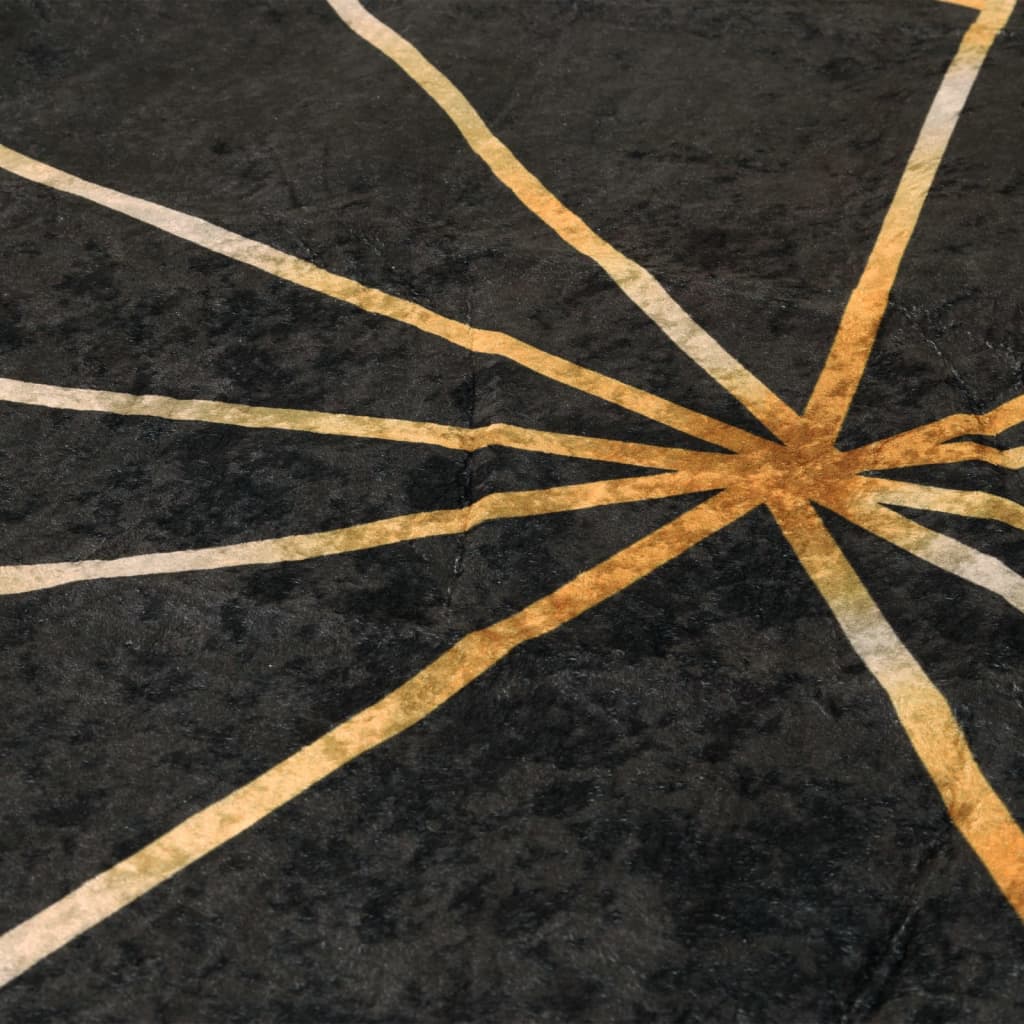 Rug Washable Black and Gold 80x300 cm Anti Slip