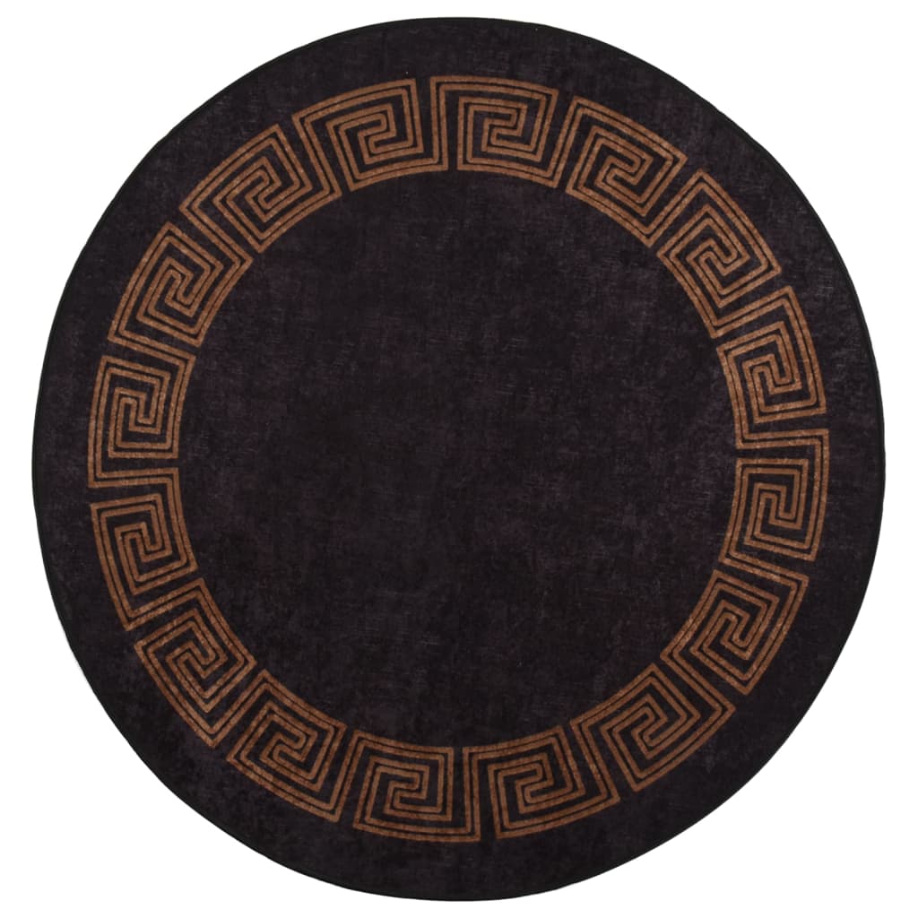 Rug Washable Black and Gold Ø 200 cm Anti Slip