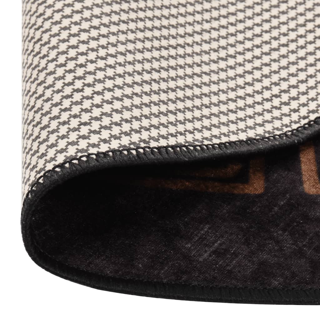 Rug Washable Black and Gold Ø 200 cm Anti Slip