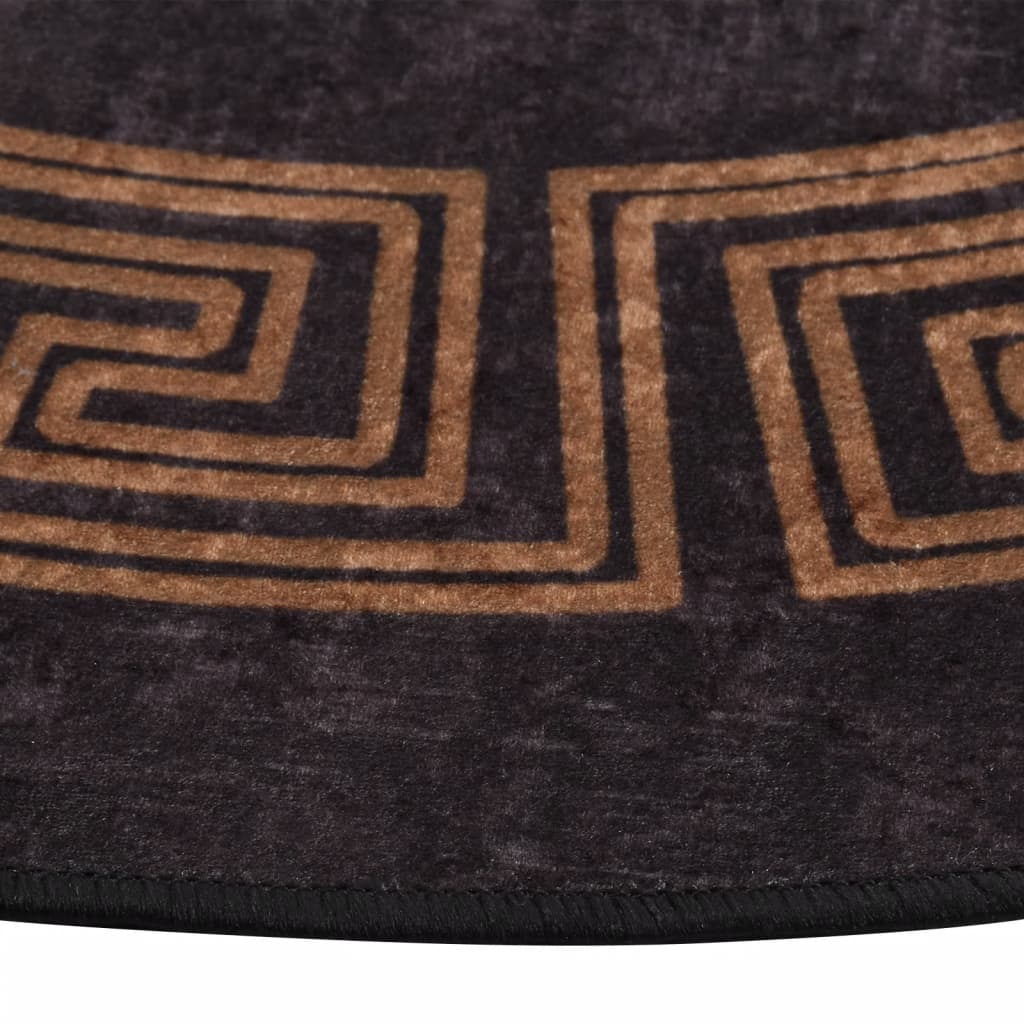 Rug Washable Black and Gold Ø 200 cm Anti Slip