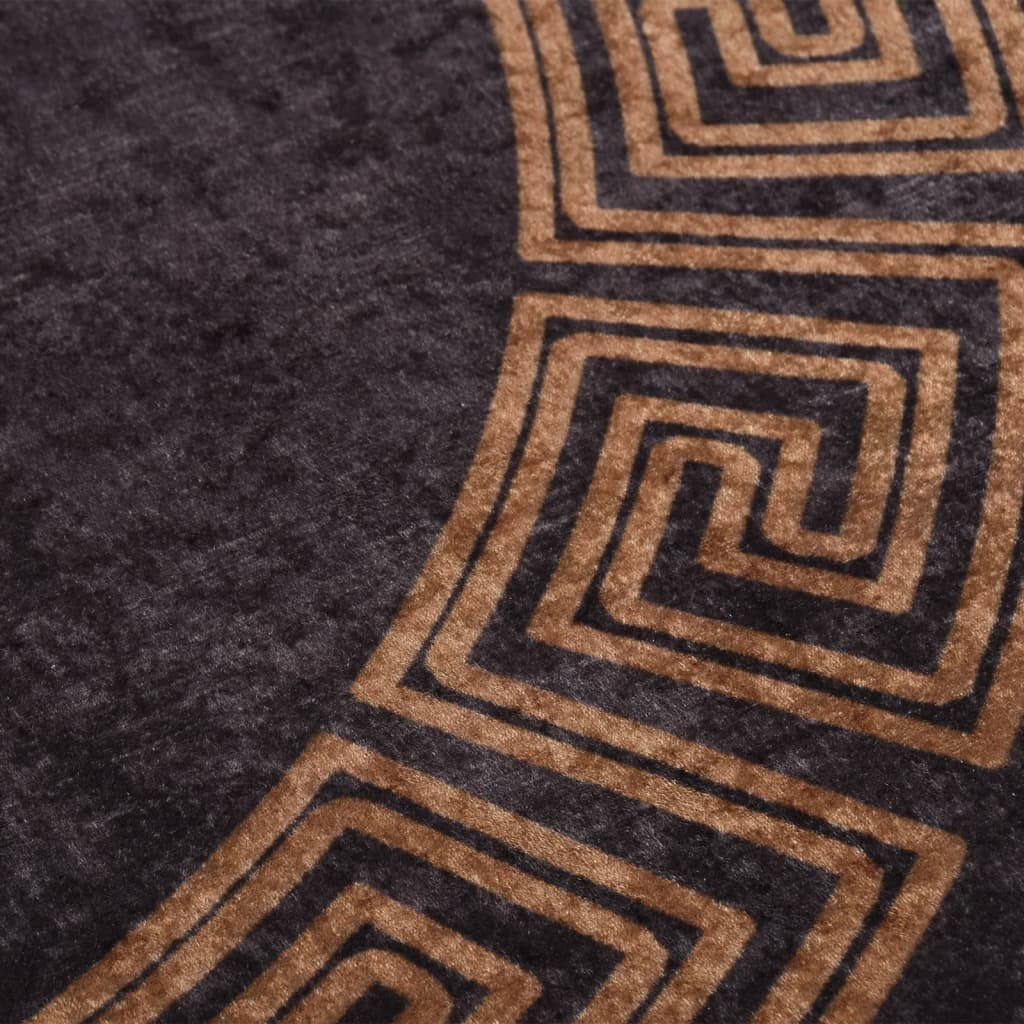 Rug Washable Black and Gold Ø 200 cm Anti Slip