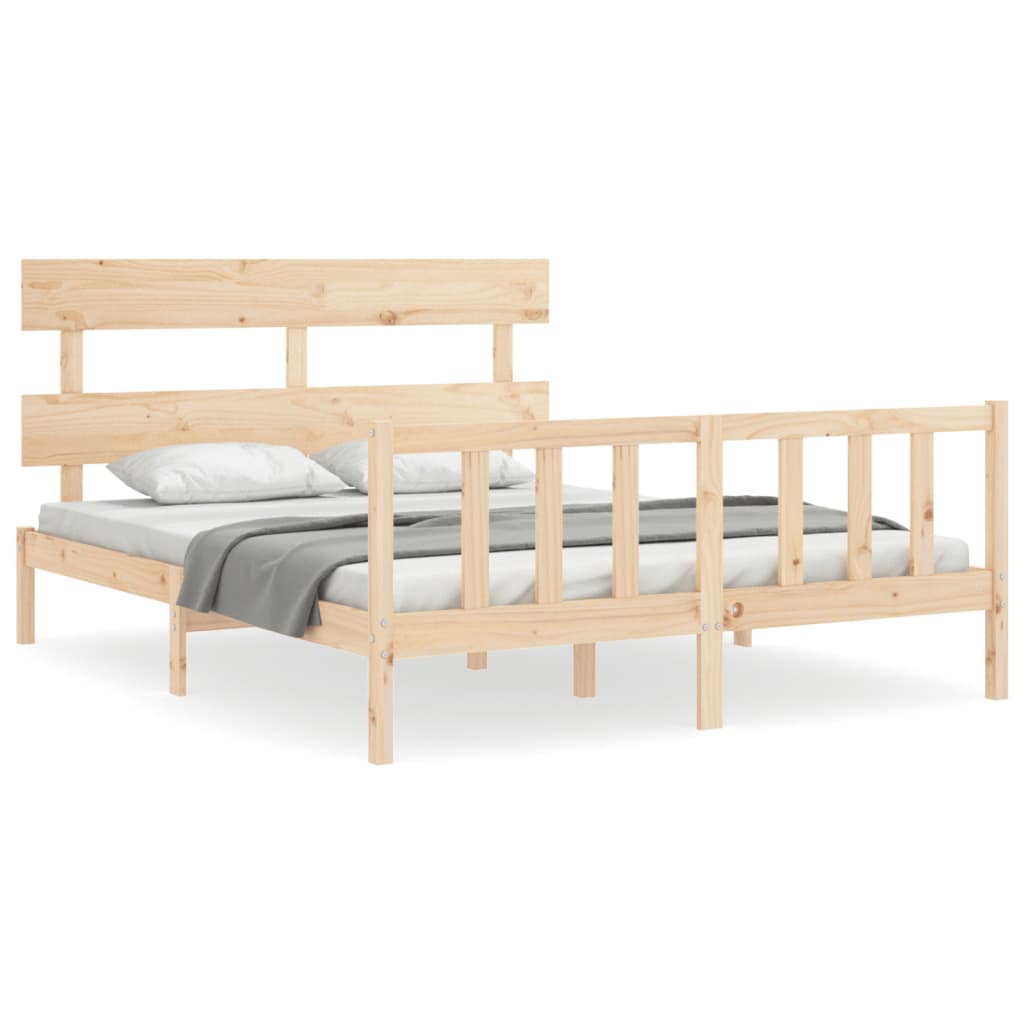 Bed Frame without Mattress King Size Solid Wood Pine