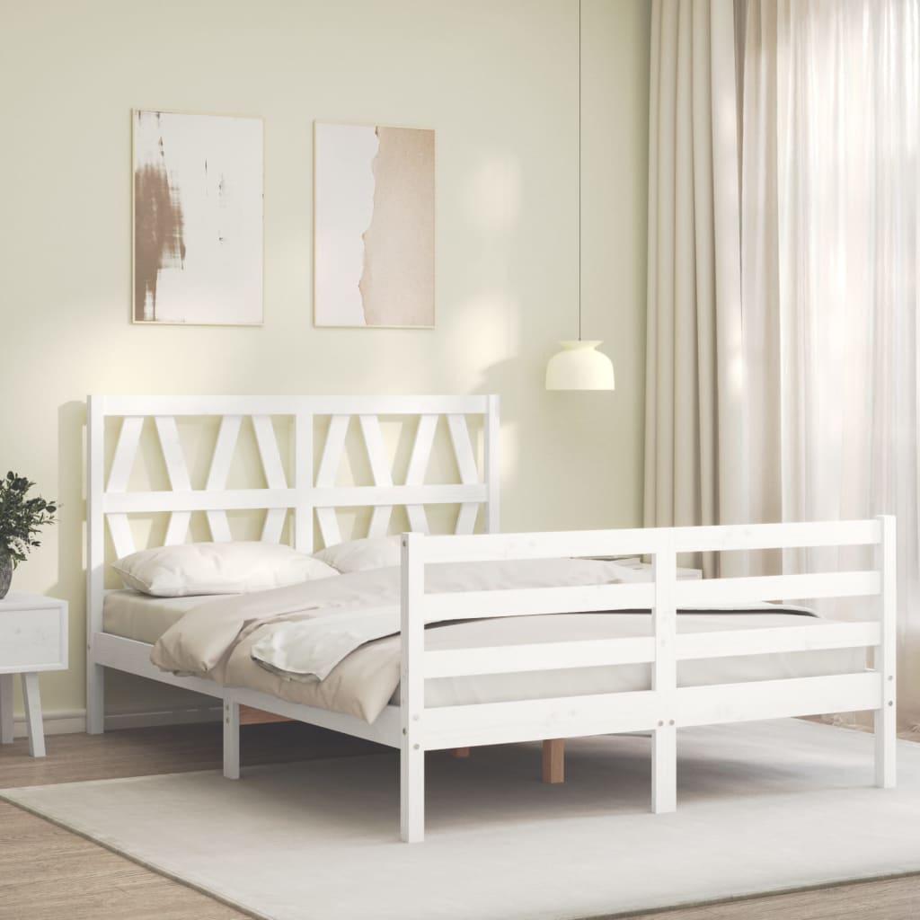 Bed Frame without Mattress White 120x200 cm Solid Wood
