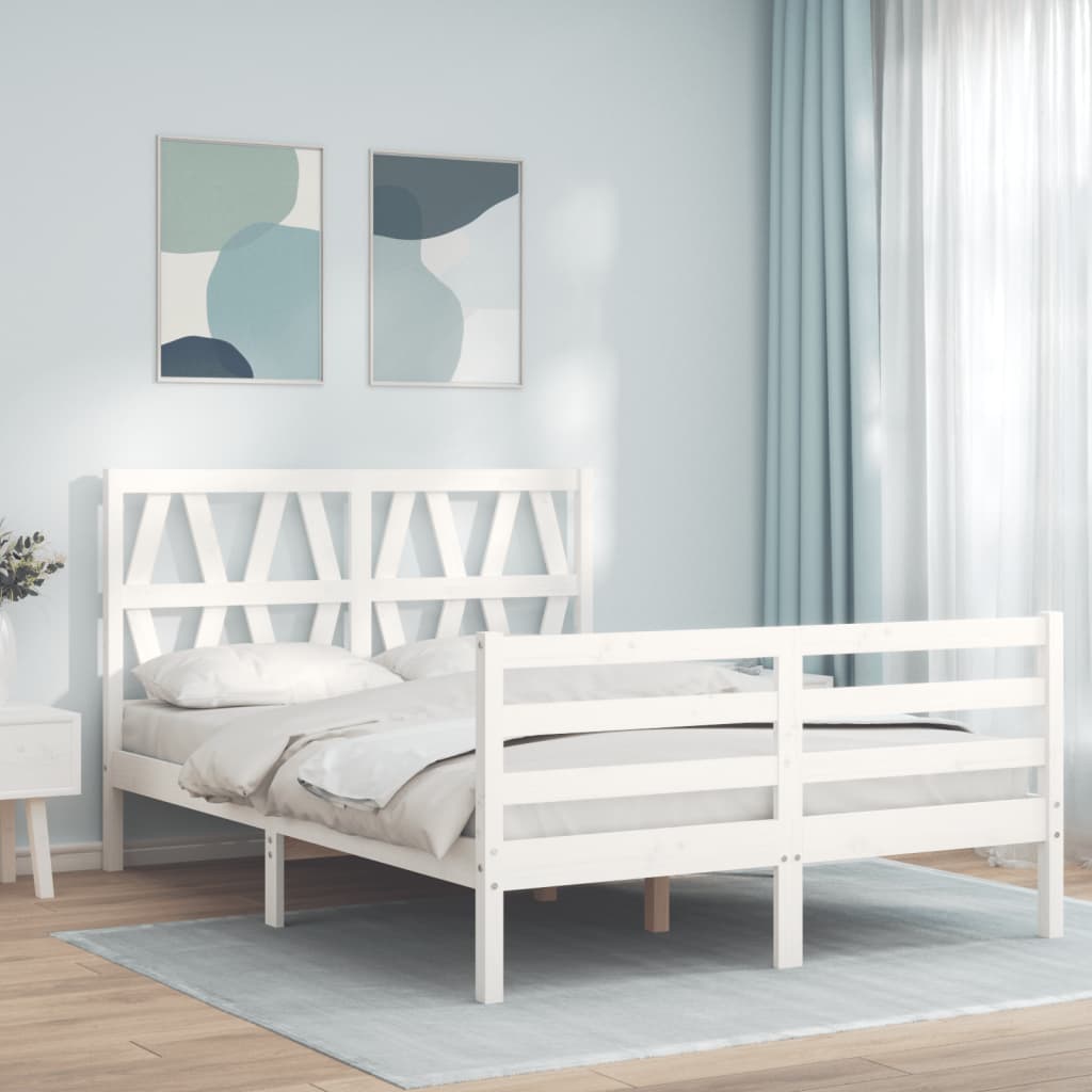 Bed Frame without Mattress White 120x200 cm Solid Wood