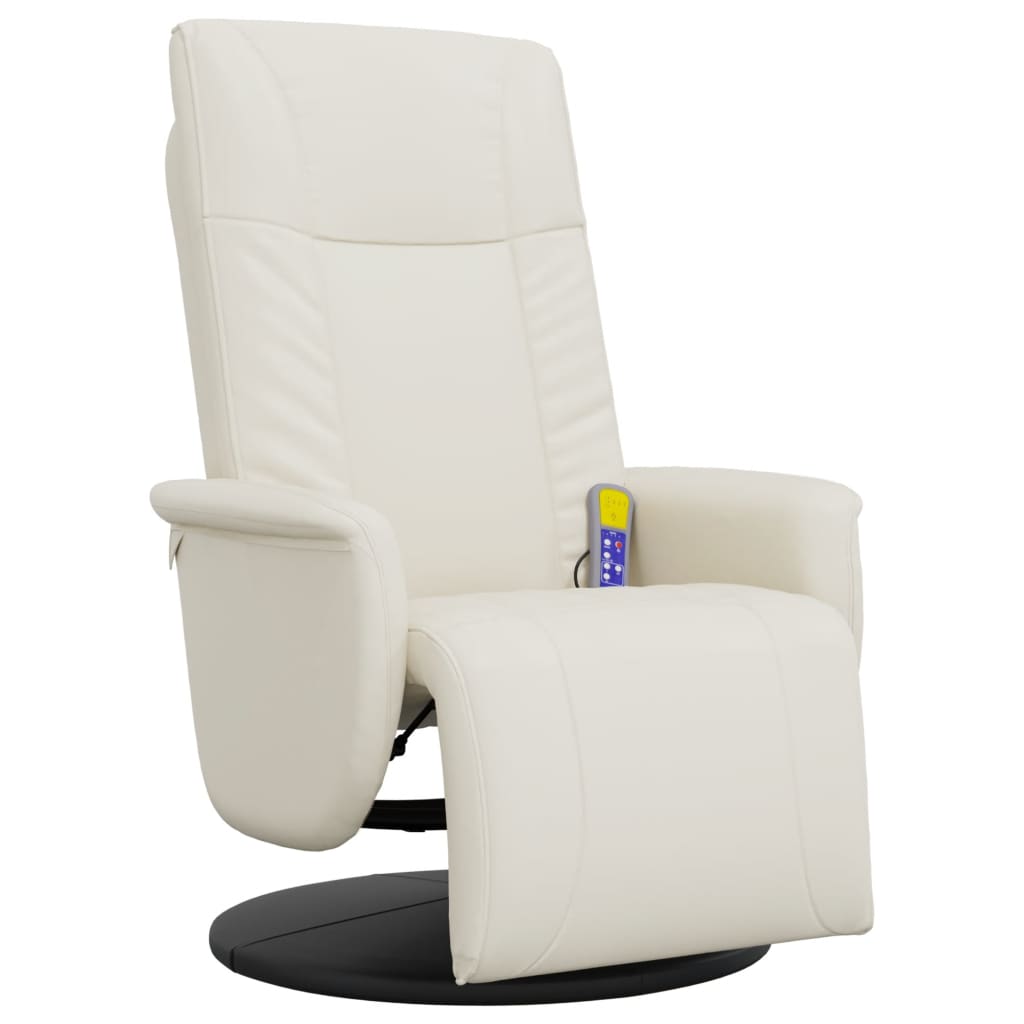 Massage Recliner Chair with Footrest Cream Faux Leather