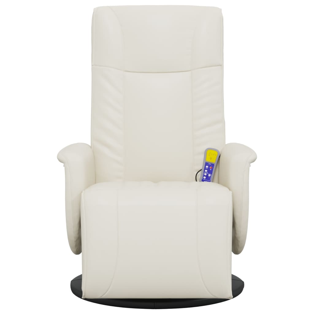 Massage Recliner Chair with Footrest Cream Faux Leather