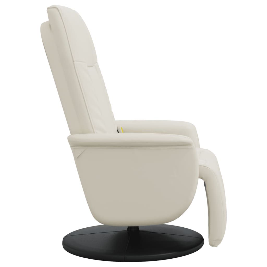 Massage Recliner Chair with Footrest Cream Faux Leather