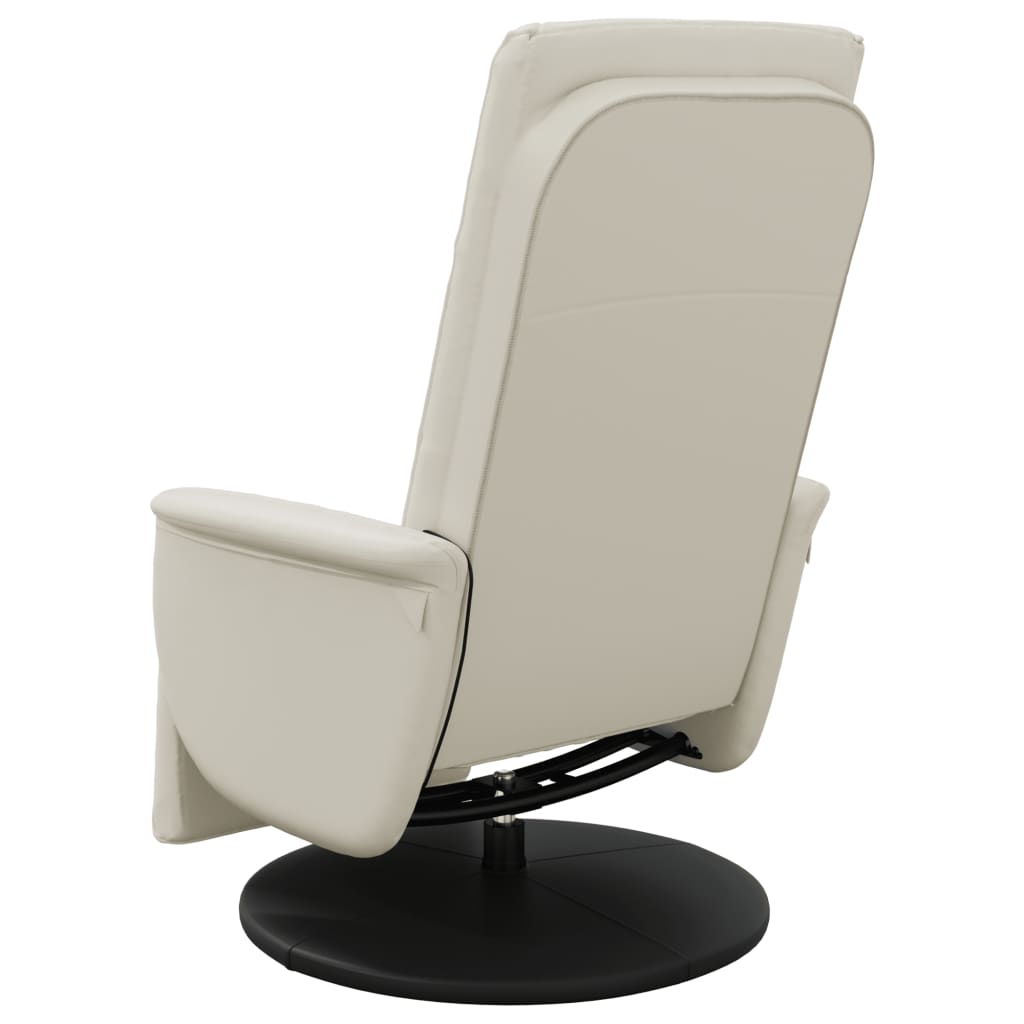 Massage Recliner Chair with Footrest Cream Faux Leather