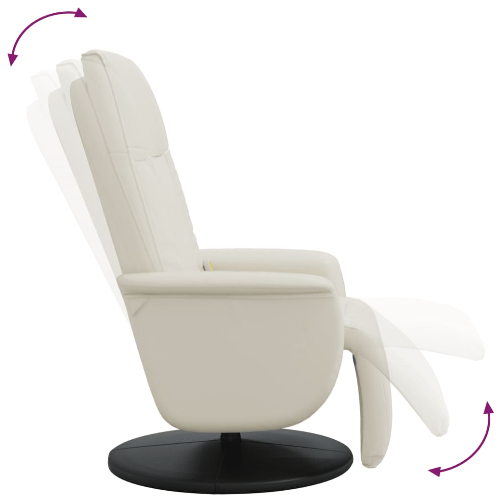 Massage Recliner Chair with Footrest Cream Faux Leather