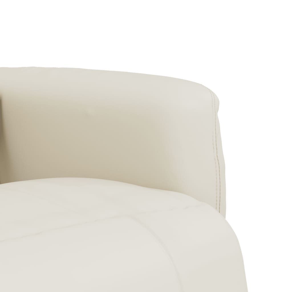 Massage Recliner Chair with Footrest Cream Faux Leather