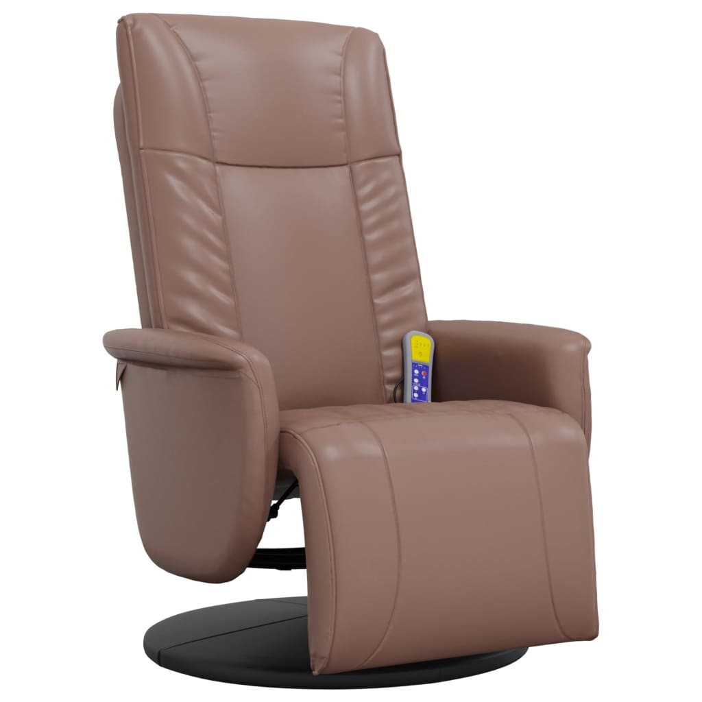 Massage Recliner Chair with Footrest Brown Faux Leather