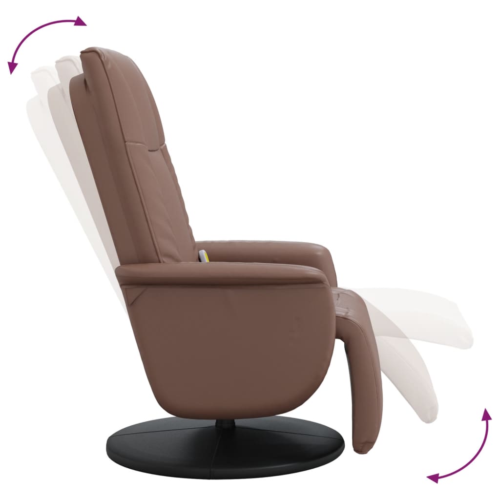 Massage Recliner Chair with Footrest Brown Faux Leather