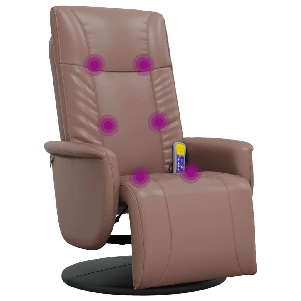 Massage Recliner Chair with Footrest Brown Faux Leather