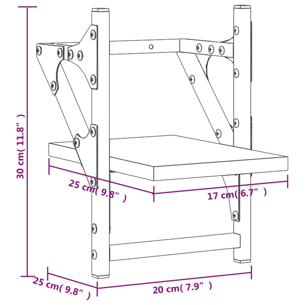 Wall Shelves with Bars 2 pcs Grey Sonoma 20x25x30 cm