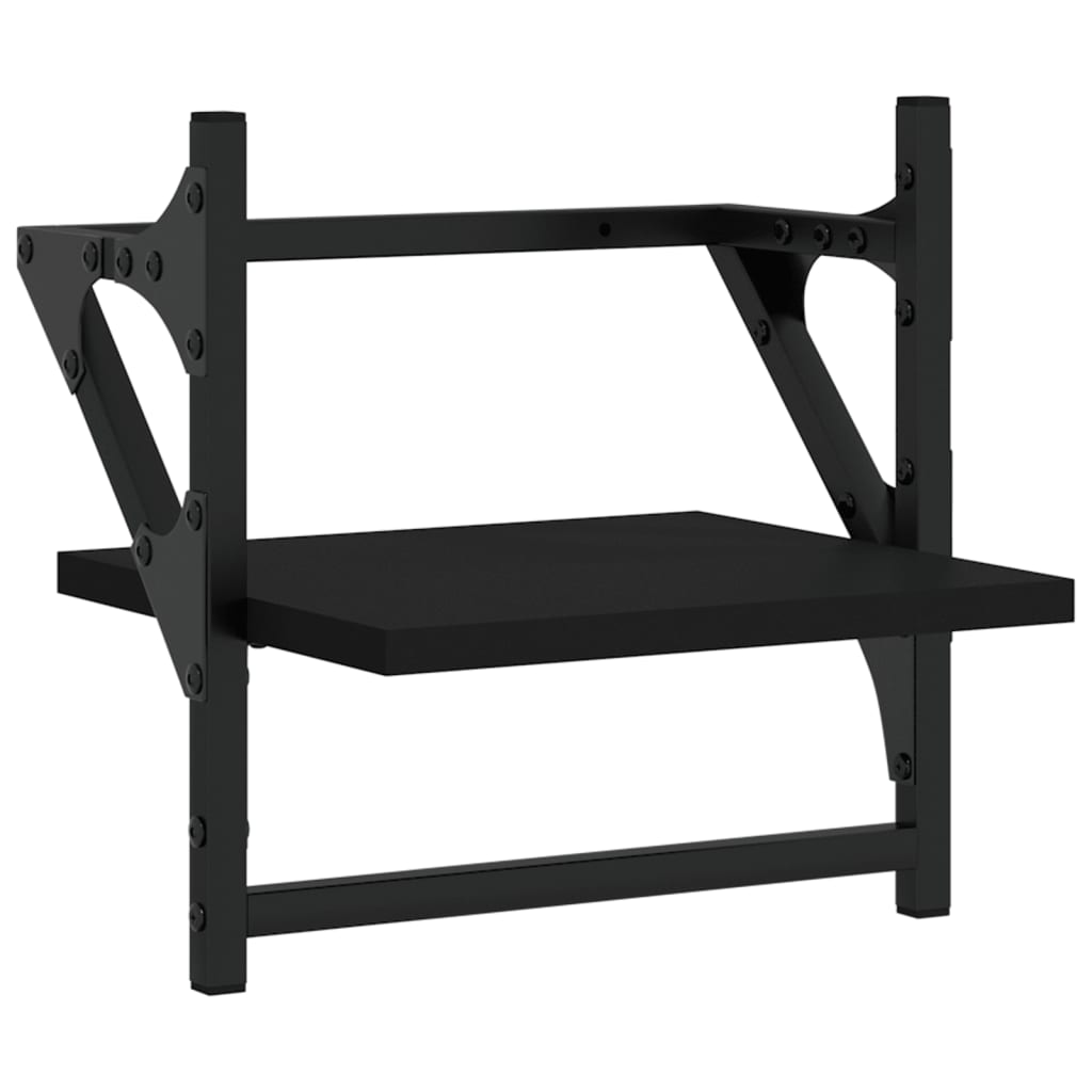 Wall Shelves with Bars 2 pcs Black 30x25x30 cm