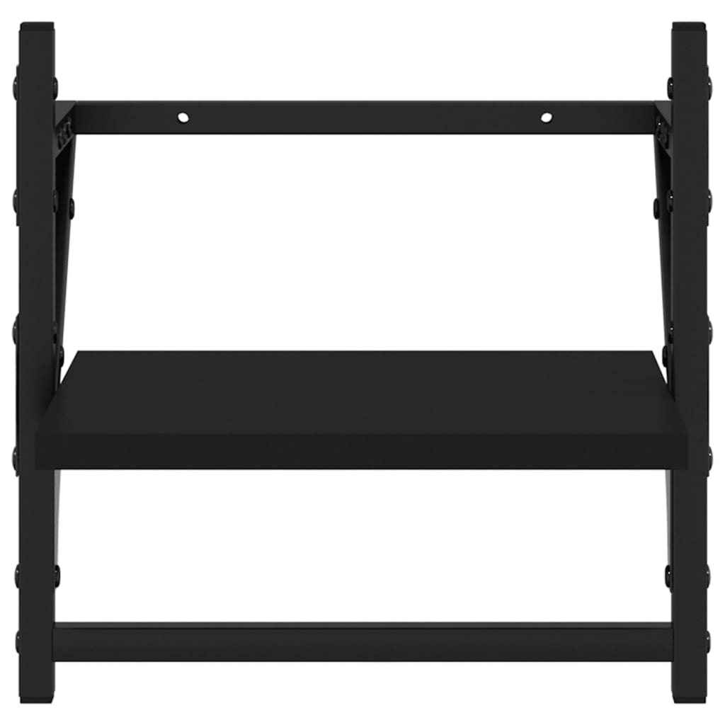 Wall Shelves with Bars 2 pcs Black 30x25x30 cm