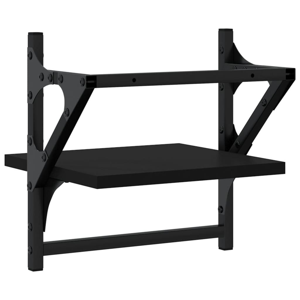 Wall Shelves with Bars 2 pcs Black 30x25x30 cm