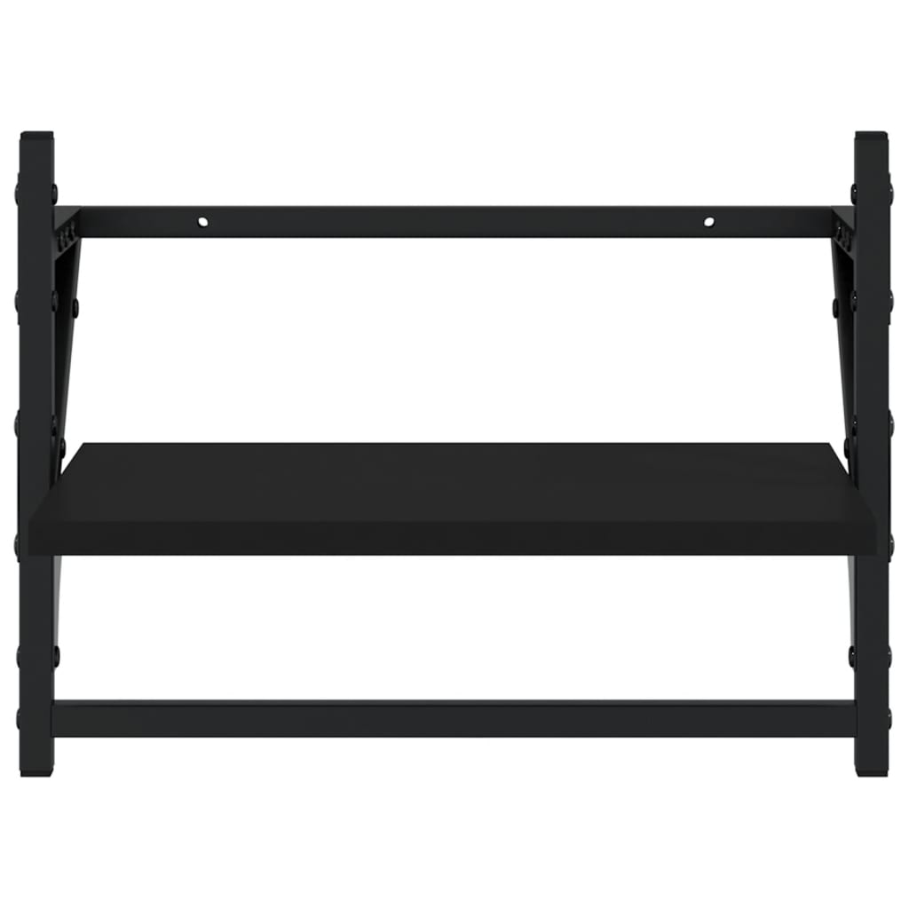 Wall Shelves with Bars 2 pcs Black 40x25x30 cm